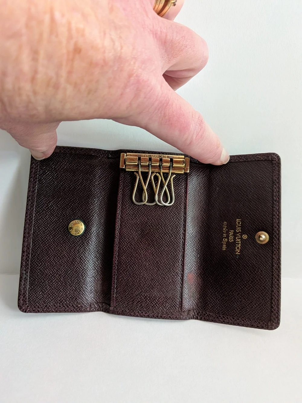 Louis Vuitton Burgundy Textured Leather Key Case
